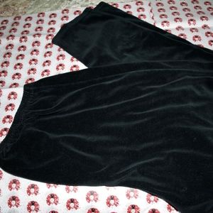 Black Velvet Straight Leg Stretch Pants in Women